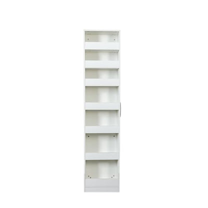 Slim Storage Cart,Pull-Out Spice Rack Next to Fridge White Narrow Storage Cabinet with Open Self, Wood Unit Storage Rack with Handle Wheels for Narrow Spaces,7 Tier - size: 2