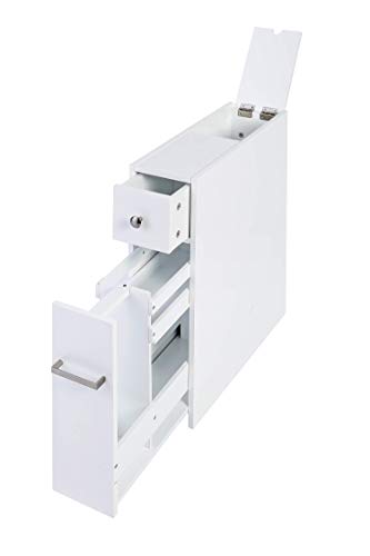 Spirich Slim Bathroom Storage Cabinet, Free Standing Toilet Paper Holder, Bathroom Cabinet Slide Out Drawer Storage, White - color: White