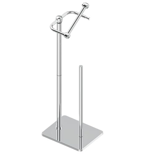 RUACQ Bathroom Toilet Paper Holder Stand with Storage, Chrome | Pivoting Free Standing Toilet Roll Holder, Holds 4 Reserve Rolls, Anti-drop design, Weighted Base, 304 Stainless Steel - color: Chrome, size: Free Standing with Storage