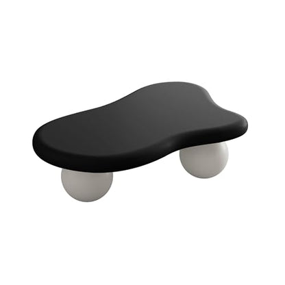 40” Cloud Coffee Table with 3 Ball Legs, Modern Irregular Center Table for Living Room, Low Cute Small MDF Tea Table for Bedroom, Space Apartment-Black White - color: Cloud -40"black White