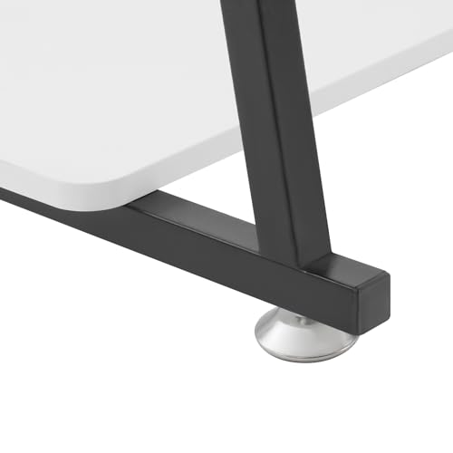 3 Tiers Rolling Computer Desk, 31.5 Inch Home Office Desk with 4 Wheels & 4 Foot Pads, Mobile Small Computer Desk, Student Study Table for Small Space Bedroom (White+Black) - color: White+black