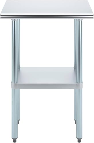 14" x 24" Stainless Steel Prep Table – NSF Certified Heavy Duty Work Table for Home & Commercial Use – Galvanized Undershelf & Legs - size: 24x14