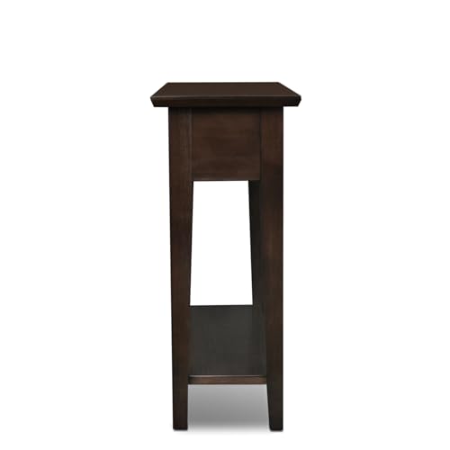 Leick Home 15-In Wide End Table, Solid Wood Construction, One Drawer, One Lower Shelf, Narrow Width, Easy-Assembly, Chocolate Oak, 15.0 In. W x 24.0 In. D x 24.0 In. H, 10071-CH - color: Chocolate Oak