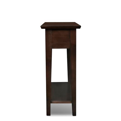 Leick Home 15-In Wide End Table, Solid Wood Construction, One Drawer, One Lower Shelf, Narrow Width, Easy-Assembly, Chocolate Oak, 15.0 In. W x 24.0 In. D x 24.0 In. H, 10071-CH - color: Chocolate Oak