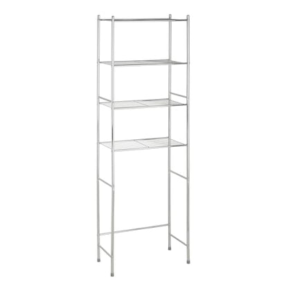 Honey-Can-Do 4-Tier Over-The-Toilet Storage Shelf - Space-Saving Steel Bathroom Restroom Organizer with Neutral Chrome Finish, Ideal for Towels, Toiletries, & Essentials - 24"W x 68"H x 11"D