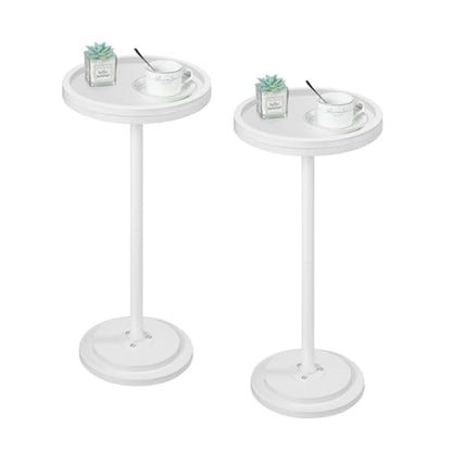 HOOBRO Small Round Side Tables, Set of 2, Drink Tables, Coffee Martini Tables with Pedestal Accent for Small Spaces in Living Room, Bedroom, Sofa Couch, White WW168BZP201 - color: White