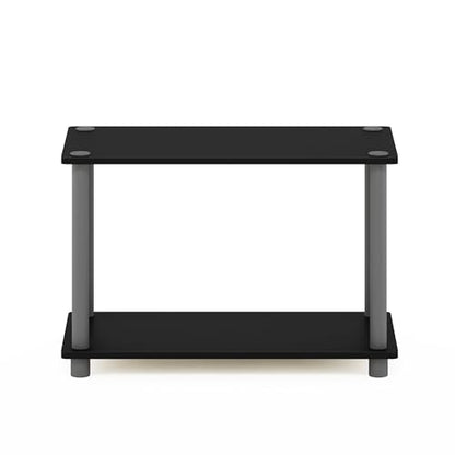 Furinno TURN-N-TUBE Side Table, 2-Tier Modern Rectangle End Table with Open Shelf, Night Stand, Bedside Table, Toolless Assembly, for Living Room, Bedroom, Black - color: Black/Grey, size: 1-Pack