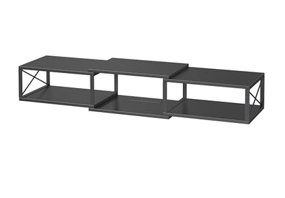 MAHANCRIS 43.7” Floating TV Stand with Power Outlet, Wall-Mounted Entertainment Center, Floating Metal Frame Media Console Shelf for Under TV Storage, for Living Room, Bedroom, Black TVHB101E01 - color: Black