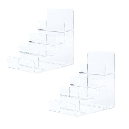 Acrylic Wallet Display Stand Purse Handbag Organizer, Clear Jewelry Riser Display Stand Purse Display Rack, Acrylic Display Shelf for Cosmetic Perfume Jewelry Sunglasses Handbag (2 PCS-4 Tier) - size: 2 PCS-4 Tier
