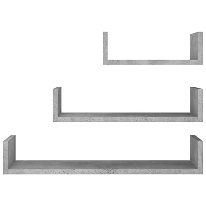 Wall Display Shelf 3 pcs Shelving,Bookcase with Doors,White Bookcase,Suitable for Study, Bedroom, Office, Living Room,Concrete Gray Engineered Wood - color: Grey