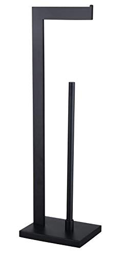GERZWY SUS 304 Stainless Steel Toilet Paper Holder, Free Standing Lavatory Pedestal Toilet Paper Stand with Reserve, Matte Black DZY004-BK - color: Black
