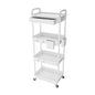 4 Tier Rolling Utility Cart with Drawer,REBECAT Utility Cart Made of Multifunctional Storage Organizer Tool for Kitchen,Bathroom,Living Room,Office(Gray) - color: White