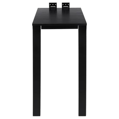 Folding Dining Table, Wall Mounted Folding Table with Support Legs, 29.52 x 15.75 x 29.13 Inch Sturdy Kitchen Desk, Wooden Desk for Small Space Bedroom Living Room Study Room Lounge Office (Black) - color: Black