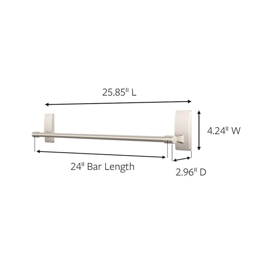 Command Bath Satin Nickel Towel Bar with Water Resistant Command Strips, Bathroom Organizer, 24 in Bar Length Holds up to 10 lbs - color: Satin Nickel