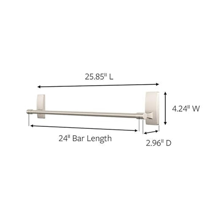 Command Bath Satin Nickel Towel Bar with Water Resistant Command Strips, Bathroom Organizer, 24 in Bar Length Holds up to 10 lbs - color: Satin Nickel