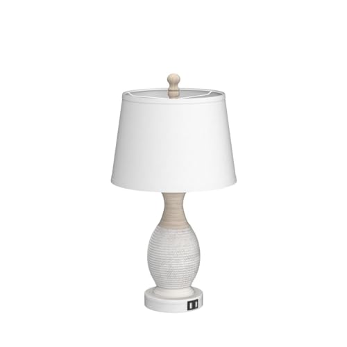 PARTPHONER Table Lamps Set of 2, Bedside Touch Lamp with USB C+A Charging Ports, Side Table Lamp with White Fabric Shade (LED Bulbs Included) - size: (No Color) 22.6" Touch Lamp