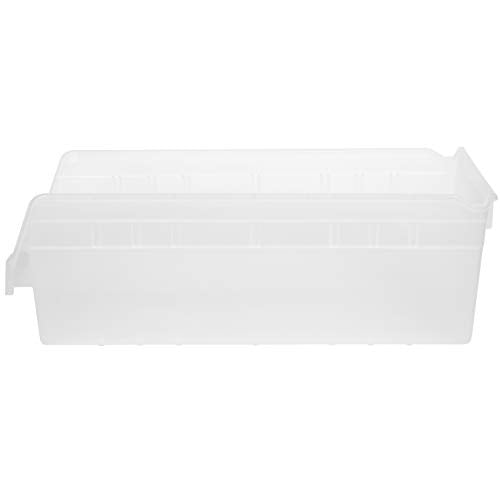 Akro-Mils 30088 Plastic Nesting ShelfMax Storage Bin Box, (18-Inch x 8-Inch x 6-Inch), Clear, (8-Pack) - color: Clear