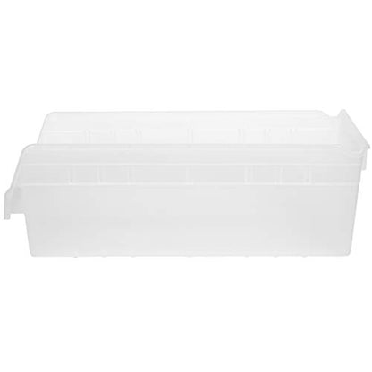 Akro-Mils 30088 Plastic Nesting ShelfMax Storage Bin Box, (18-Inch x 8-Inch x 6-Inch), Clear, (8-Pack) - color: Clear