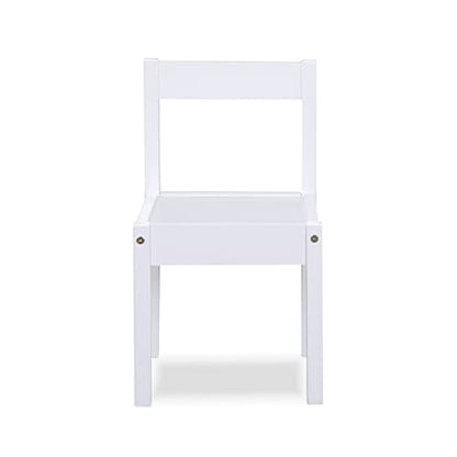 Della Solid Wood Table & 2 Chair Set - White, 25"x19"x18", Durable Play Furniture for Arts, Crafts & Tea Parties, Kiln-Dried Rubberwood, Made in Thailand