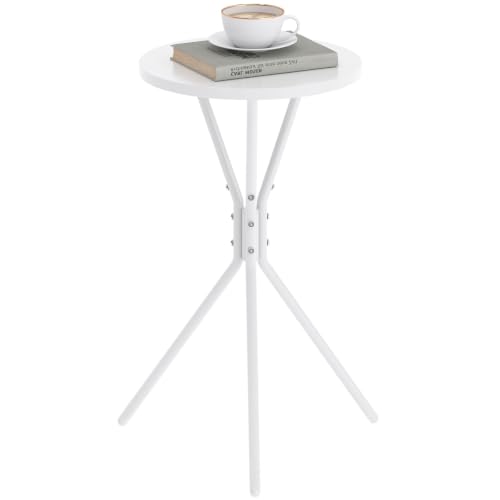 TUTOTAK Small Round End Table, Mini Side Table, Drink Table, Pedestal Table | for Small Spaces, Accent Nightstand, livingroom, Bedroom, White TB01BW098 - color: White, size: 1 Pack, style: Triangle