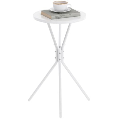 TUTOTAK Small Round End Table, Mini Side Table, Drink Table, Pedestal Table | for Small Spaces, Accent Nightstand, livingroom, Bedroom, White TB01BW098 - color: White, size: 1 Pack, style: Triangle