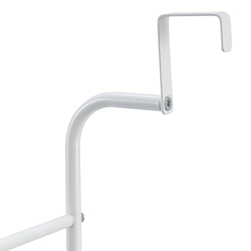 MyGift 4 Tier White Metal Over the Door Towel Rack Bathroom Holder Ladder | Space Saving Over Shower Door Drying Rack for Towels & Blankets, Linens Washcloths Clothing Guest Room Apartment Dorm