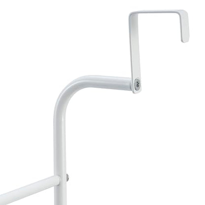 MyGift 4 Tier White Metal Over the Door Towel Rack Bathroom Holder Ladder | Space Saving Over Shower Door Drying Rack for Towels & Blankets, Linens Washcloths Clothing Guest Room Apartment Dorm