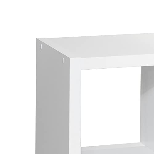 8 Cube Storage Organizer, Wood Smart Cube Shelf with 4 Opened Shelves, Vertical or Horizontal Bookcase, Open Bookshelf for Bedroom, Living Room, Office (White)