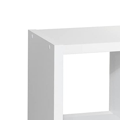8 Cube Storage Organizer, Wood Smart Cube Shelf with 4 Opened Shelves, Vertical or Horizontal Bookcase, Open Bookshelf for Bedroom, Living Room, Office (White)