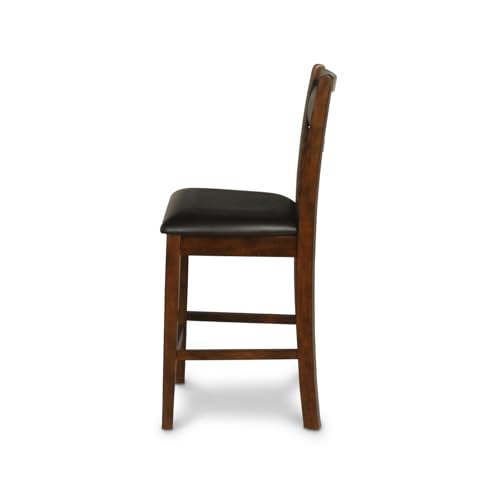 New Classic Furniture Gia Counter Dining Chair (Set of Four), Black PU Upholstered Seat & Back Rest, Brown - color: Brown, size: Set of 4, style: Counter Chair