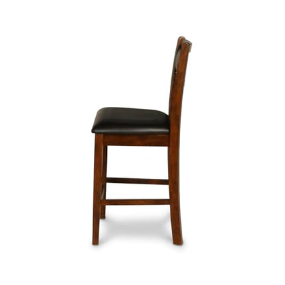 New Classic Furniture Gia Counter Dining Chair (Set of Four), Black PU Upholstered Seat & Back Rest, Brown - color: Brown, size: Set of 4, style: Counter Chair