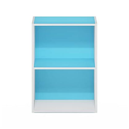 Furinno Luder Bookcase/Book/Storage, 2-Tier, Light Blue/White (Pack of 4) - color: White/Light Blue, size: 2-Tier (Pack of 4)