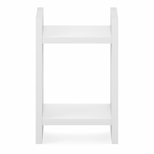 Furinno Viola Side Table, 2-Tier Modern End Table with Open Shelf, 1.2-Inch Extra Thick Frame Night Stand, Open Back Bedside Table, Easy Assembly, for Living Room, Bedroom, White - size: 2-Tier