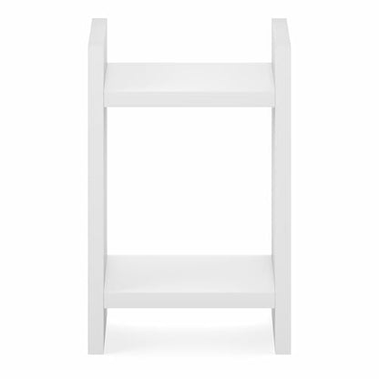 Furinno Viola Side Table, 2-Tier Modern End Table with Open Shelf, 1.2-Inch Extra Thick Frame Night Stand, Open Back Bedside Table, Easy Assembly, for Living Room, Bedroom, White - size: 2-Tier