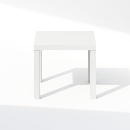 Furinno Classic Modern Coffee Table, Printer Stand, White | 1.8" Triple Thick Square Tabletop, Side Table with 4 Legs, for Living Room, Bedroom, Home Office - color: White, size: Square