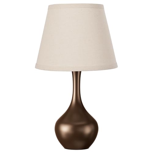 Seealle Touch Table Lamp for Bedroom, 3-Way Dimmable Small Bedside Lamps for Night Stands with Wires, Brown Desk Lamp for Kids Room, Office, Living Room, End Table(LED Bulb Included) - color: C. Oat Shade & Brown Base