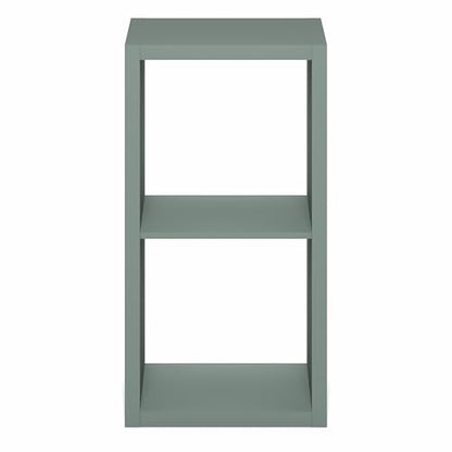 Furinno Cubicle 2-Cube Book Shelf, Extra Thick Frame Bookshelf, Sage Green | 14.6" x 16" x 30", Horizontally & Vertically Reversible Bookcase with Open Back, for Living Room, Bedroom, Home Office