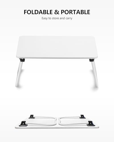 ZEAPTAC Laptop Bed Desk, Foldable Lap Desk, Portable Lap Table, Bed Table, Laptop Stand, Lightweight & Mini Table for Breakfast/Picnic/Drawing/Couch/Floor - White - color: White