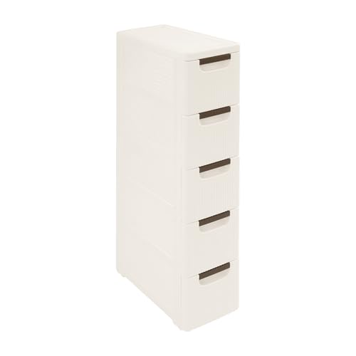 Narrow Storage Deep Cabinet, Space-Saving Mobile Slim Plastic Bathroom Storage Cart, Organizer Cart with Wheels for Office Classroom Bedroom, Easy Assembly & Removable Drawers (5-Tier) - size: 5-Tier