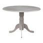 IC International Concepts, 42" Round Dual Drop Leaf Pedestal Dining Table, Solid Real Wood, Sturdy Parawood, Dimensions 42"D x 42"W x 29.5"H, 20mm thickness, 40lbs Weight Capacity, Washed Gray Taupe - color: Washed Gray Taupe