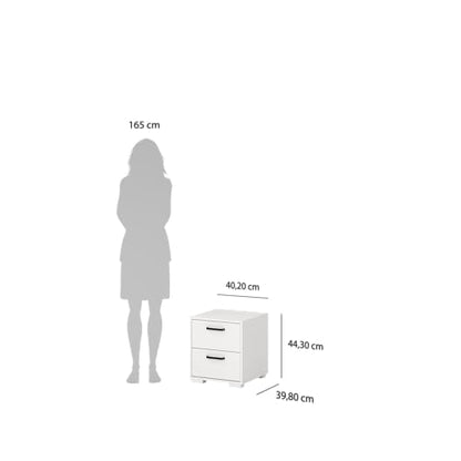 2 Drawer Nightstand, 15.8" W x 15.6" D x 17.4" H | Compact Design