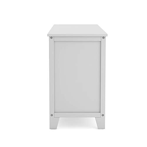 Martha Stewart Kids' Low Bookcase (Gray) - 24 Inch Wooden Storage Organizer Cubby with Fabric Bins for Playroom and Bedroom - color: Grey