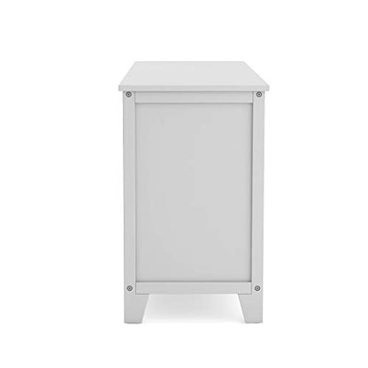 Martha Stewart Kids' Low Bookcase (Gray) - 24 Inch Wooden Storage Organizer Cubby with Fabric Bins for Playroom and Bedroom - color: Grey