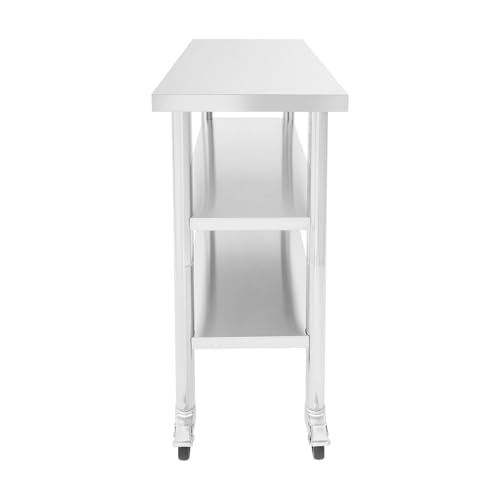 30x14x35in 3-Tier Stainless Steel Work Table with Casters & Foot Pads, Adjustable Shelves, 330 lbs Load Capacity, Space-Saving Metal Utility Cart for Small Spaces, Kitchen, Garage, Restaurant, Home - size: 30x14x35 Inches