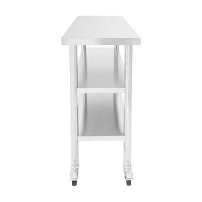 30x14x35in 3-Tier Stainless Steel Work Table with Casters & Foot Pads, Adjustable Shelves, 330 lbs Load Capacity, Space-Saving Metal Utility Cart for Small Spaces, Kitchen, Garage, Restaurant, Home - size: 30x14x35 Inches