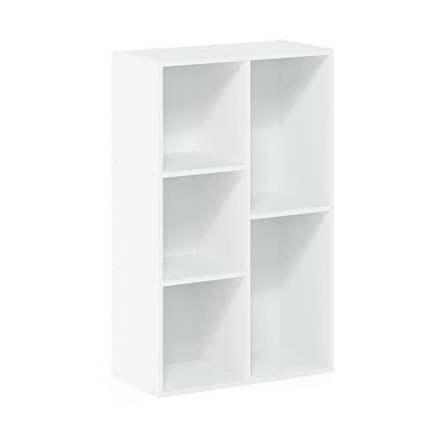 Furinno LUDER Book Shelf, 5-Cube Bookshelf, Easy Assembly Bookcase with Open Shelves, 9.4 x 19.7 x 31.5, for Living Room, Bedroom, Home Office, Plain White - color: Plain White, size: 5-Cube, 9.4 x 19.7 x 31.5