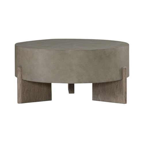 Liberty Furniture Affinity 3 Piece Set - Round Cocktail Table, 2 End Tables - Dusty Taupe Faux Concrete Tops - size: 3 Piece- Round Cocktail Table, 2 End Tables
