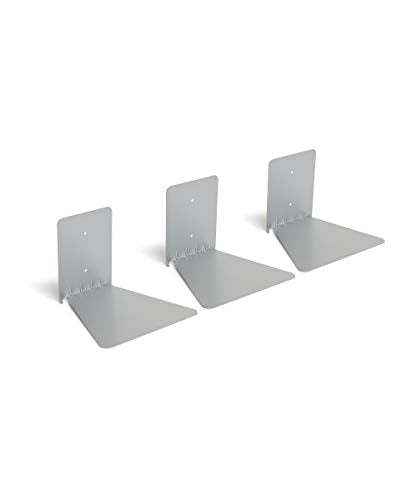 Umbra Conceal, Sturdy Metal Floating Bookshelf for Wall, Silver, Large, Set of 3 - size: Set of 3, Large