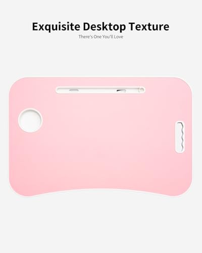 Foldable Lap Desk, Laptop Bed Desk, Portable Lap Table, Laptop Bed Table with Cup Holder & Tablet Slot & Lifting Handle for Working Writing Drawing & Eating - Baby Pink - color: Baby Pink
