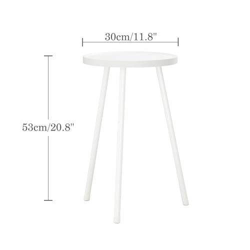 Small Couch Side Table, Drink Table, Mini Round End Table, Coffee Table, Snack Table for Small Spaces, Living Room, Bedroom, Sofa LET520W - color: White, size: 11.8 X 11.8 X 20.8 Inches